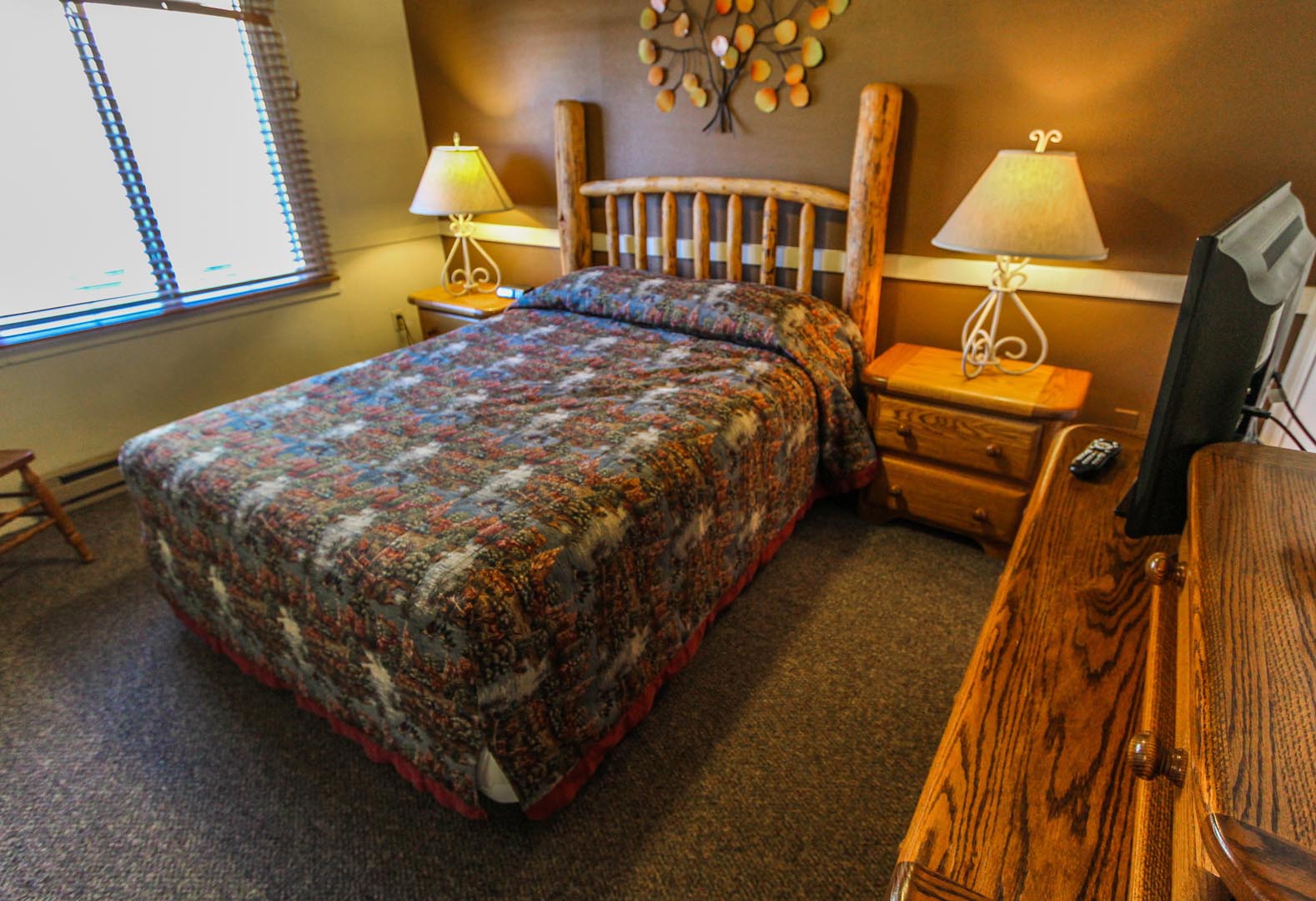 A master bedroom at VRI's Jackson Hole Towncenter in Wyoming.